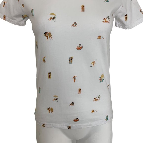 Seven Seven Beach Tee Shirt M White Short Sleeve Crewneck Novelty - Picture 9 of 12